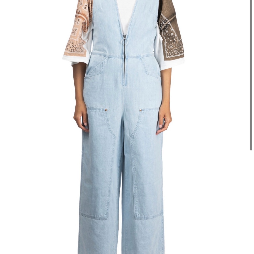 Kapital Blue Denim Overalls Wide-Leg Salopette NWT size 1 - Picture 3 of 17